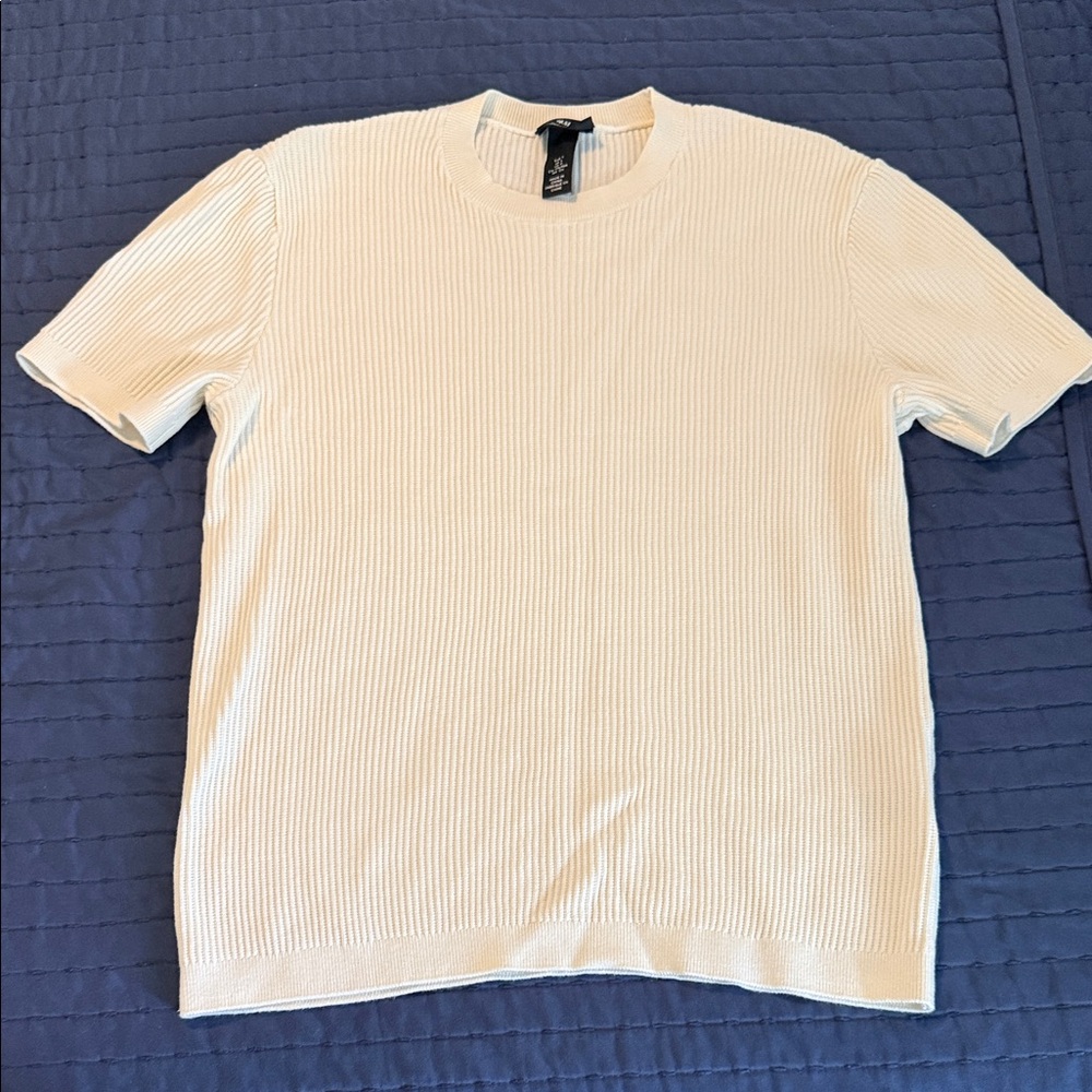 H&M Men's Off-White Short Sleeve Tee
